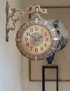 Berba Metalni Zidni Sat Europski Stil Replika Antičke Digitalni Zidni Sat Obostrani Relojes De Pared Home Decor Sat OO50WC