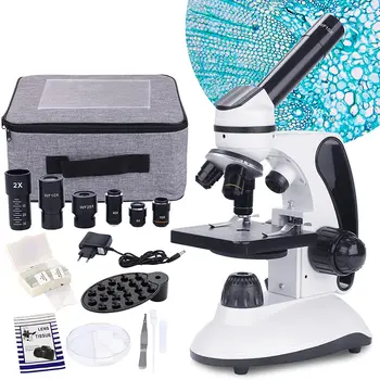 40X-2000X Digitalni Laboratorij Sastavni Led Mikroskop s Dvostrukim Led Osvjetljenjem S Obučenim Slajdova Kit Za Studentske Biološkog Obrazovanja