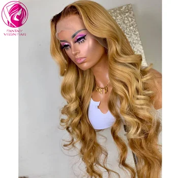 Ombre Honey Blond Lace Front Wig 13x4/13x6 Water Wave Human Hair Perika za Žene Remy Hair Glueless Pre plucked 150% 180%