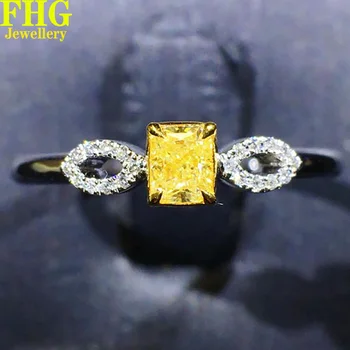 18K Au750 Bijelo Zlato Prsten 0.29 Karat Priroda Dijamant Žuti dijamant Sija prsten za Vjenčanje Помолвка Godišnjicu Prsten