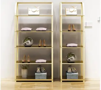 Wanjian odjeca store display stand gold shelf multi-layer shoe shop window floor bag five-layer storage rack space