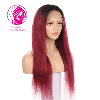 Ombre Red Color Lace Front Wig 13x4/13x6 Human Hair Straight Frontal Wigs Peruian REmy Hair Glueless for Women 150% Pre plucked
