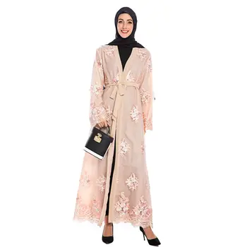 Dubai Abaja Maxi Haljina Je Kimono Vanjski Kardigan Islamski Джилбаб Kaftan Vez Elegantan Jesenski Ogrtač Bliski Istok 2019 Nova Moda