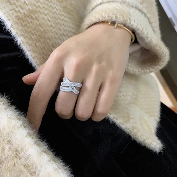 LUOWEND Trenutno 18k Bijelo Zlato AU750 Zaručnički Prsten je Poseban Stil Prirodni Dijamant Prsten za Žene Visokog Društva Stranke