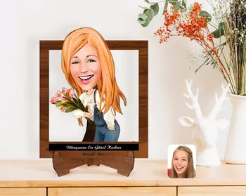 Personalizirano Korisničko dan žena najljepša žena na svijetu karikatura na drvene STOJI 3D Biblo-22