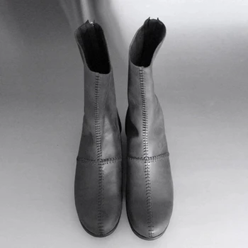 Trendi cipele do sredine kavijara na munje, muške cipele u retro stilu, Демисезонный, Casual cipele od prave kože, crna