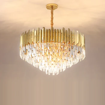 Art Deco LED Postmodern Stainless Steel Crystal Lustre Chandelier Rasvjeta Lusteri LED Lamp LED Light For Dinning Room Foyer