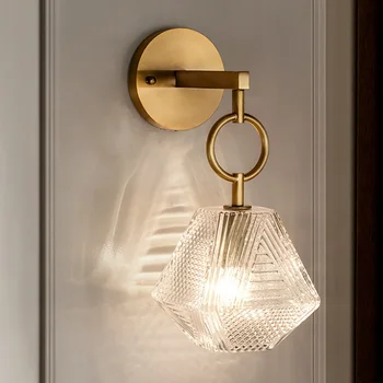 Potpuno bakar raskošne zidne svjetiljke za spavaće sobe kreativni diamond dekor dnevni boravak moda jednostavan noćni prolaz svjetla