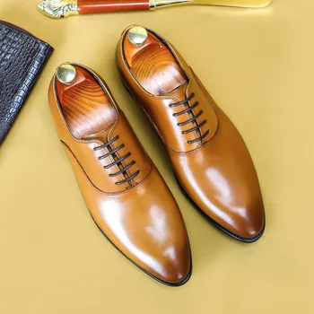 Muška Službena Cipele Od Prave Kože Oxfords Za Muškarce Talijanski 2020 Modeliranje Cipele Za Vjenčanje Vezice Za Cipele I Kožne Poslovne Cipele