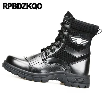 Desert Boots Crna Dizajnerske Cipele Za Muškarce Visoke Kvalitete Platforma Mreže Vojna Uniforma Vojne Čizme Taktičke Vojne Pun Žita Koža Talijanski