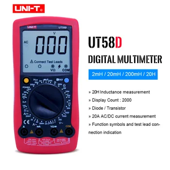 UNIT Digitalni Multimetar UT58D AC/DC Volti, Ampera Om Kapacitet Induktivitet Tester 20A