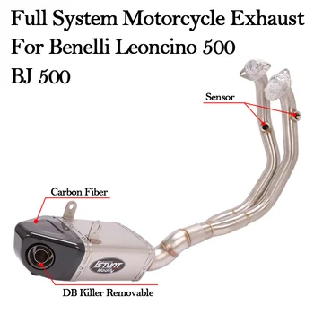 Kompletan Sustav Ispušni Moto Za Benelli Leoncino 500 BJ500 Modificirana Kutija Escape Moto DB Killer ispušni lonac Prednji Priključci Cijevi Slip On