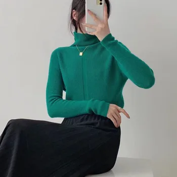 DiYiG WOMAN 2021 jesen nova ženska odjeća Korejski stil casual moda пятицветная водолазка tanke pletene džemper