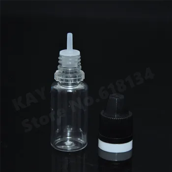 10000pcs 2016 new arrivel 10ml plastic PET oil juice kapaljka bottle with childproof and nagovarati proof sexangular cap