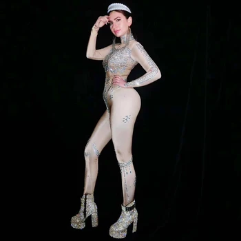 Sjajna Rhinestones Haljina je Sjajna Crystal Body GoGo Plesačica Scenski Kostim Discoteca Pjevačica Performanse Kombinezon DT1357