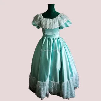 Klijent na red!Luxs 19th Green Eras scarlett Southern Belle Haljina Bijela Čipkan Kazališno haljina victorian haljine građanski rat SW-016