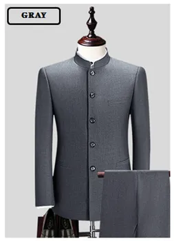 Novi modni trend Kineski stil muškarci ovratnik-satna odijelo svakodnevni konferencija Kineski tunica odijelo Colorfast Anti-Pilling Prozračni