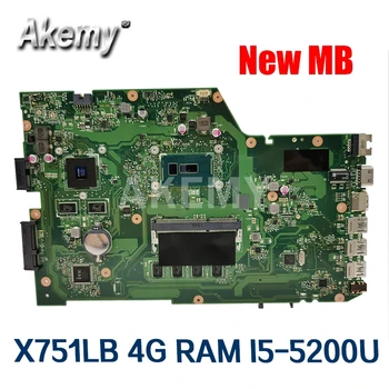 Akemy X751LB Matična ploča za Asus X751LJ X751LB A751L X751L Matična ploča laptopa I5-5200U 4 GB ram-a GT920M EDP ekran