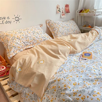 Pamuk 4kom Komplet posteljinu za Spavanje gol Proces Brušenja pokrivači za kućnu pokrivača po ležaju