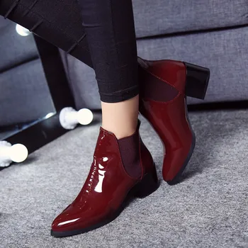 Nove ženske čizme za jahanje na visoku petu, zimska guma sa oštrim vrhom, moderan, crna, bordo-crvena je topla obuća, Casual cipele ručne izrade