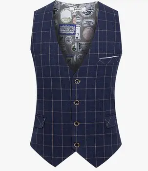 Muški Prsluk Visoke Kvalitete Gospodo Checkered Haljina Odijelo Prsluk Je Prsluk Svakodnevne Poslovne Jakne Majice