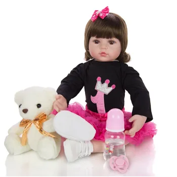 58 cm Dječje Lutke Reborn Touch silikon Novorođene Bebe lutka Igračka Realno Realno je princeza Bonecas s kovrče djevojke zabavna poklon igračka