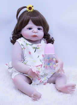 Novi Bebe Reborn Girl Doll real Silicone Vinil reborn baby dolls 55cm Micro curly hair Princess Baby Toy paly Doll house For kids