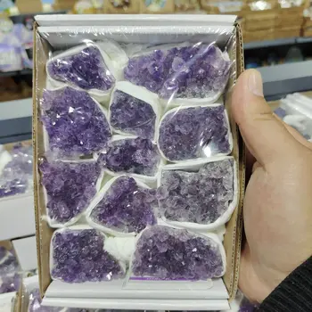 1 kutija Prirodni Neobrađeni Ametist Quartz Crystal Violet Klaster Ljekovita Kamenje Uzorak Uređenje Doma Obrt Ukras Ukras