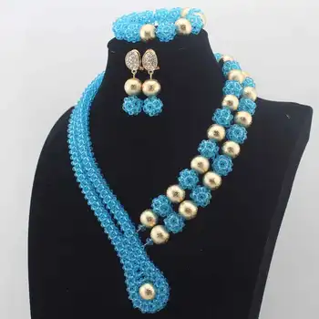 Glamurozne naušnice Kristalne Perle Komplet Nakita Nigerijski Vjenčanja Odijelo Afričke Perle Vjenčanje Nakit Kit Besplatna Dostava LK0004