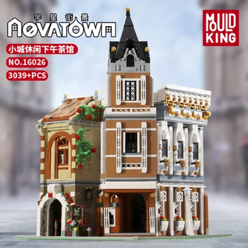 Mold King Street View Afternoon Tea Restauran with Led Light Building Blocks Model Sets Moc Assembly Bricks Igračke Gifts for Kids