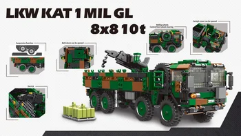 Vojni kamion dizalica batisbricks gradbeni blok Njemačka LKW KAT MIL gl 8X8 10T model ww2 vojne figure moc cigle zbirka igračaka