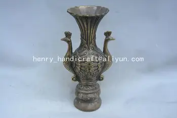 Rijetka stara bakrena zdjela MingDynasty,Dual Phoenix,s navojem i znak,Ukras ,najbolja kolekcija i ukras,Besplatna dostava