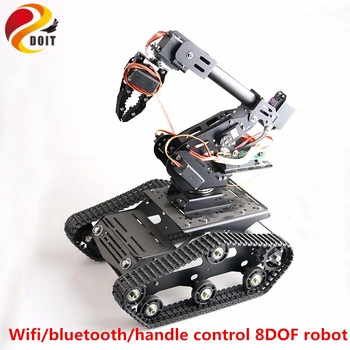 SZDOIT WIFI/Blutooth/Handle Control 8DOF Robot Arm With Gripper + YP100 Smart Tank Chassis Kit Robotic Platform DIY Za Arduino