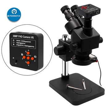 Crna 7X-45X 3.5 X-90X trinokularnih Simul-Focal Stereo Zoom Mikroskopa 38MP Skladište Led svjetlo Telefon lemljenje alat za popravak
