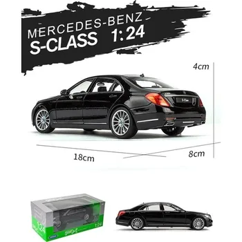 Welly 1/24 Skala Mercedes-Benz S-Class Model Automobila Crna