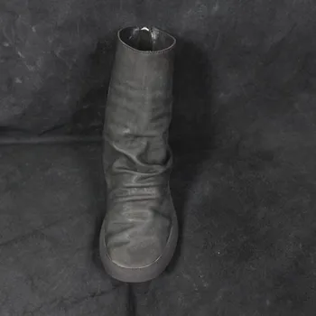 Harajuka Identitet Čvrste Cijele čarapa Munja Muške Visoke Čizme na Visoku Kvalitetu Prirodna Koža Debeli Potplat Calzado Hombre Plus Size