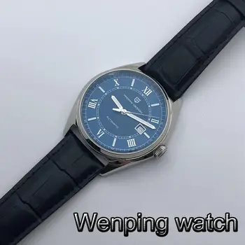 PAGANI DESIGN 43mm New men ' s Top Business Casual Automatic Gledajte Silver Case Blue Dial Luminous Leather Strap Automatic Watch