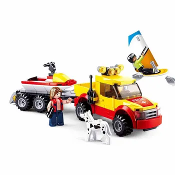 Sluban City Series Coastal Rescue Team-Rescue Patrol Vehicle Model Educational Building Blocks Kids Igračke Children Gifts B0672