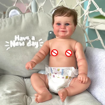 NPK 50CM Reborn Baby Doll full Body Silicone Maddie Girl Toddler Hand-made Doll 3D Paint with Root hair