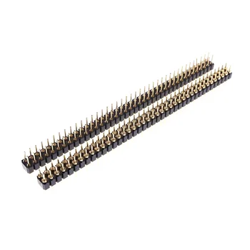 100pcs 2x40 P 2.54 mm Pitch Pin Header Dual Row Male Straight Round Pins Height 12.0 mm Through Hole Gold Plated rows space 2.54