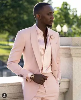 Elegantan Luksuzni Pink Maramicu s Lapels Vjenčanje Muška Odijela Smoking Odijelo Homme Terno Masculino Slim Fit Blazer 2 kom. (jakna+hlače)